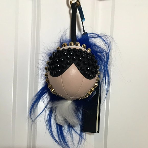 FENDI Karlito - Made in Italy - Karl Lagerfeld Studded Key Holder Bag Charm New! - Picture 2 of 16